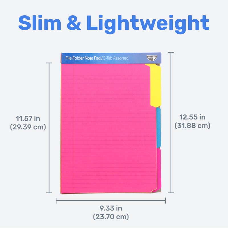 فايند إت Find It File Folder Notepad - حزمة من 12-9.5 × 12.5 بوصة مجلدات منظم للكمبيوتر المحمول لحفظ المستندات وتنظيم الحافظة - ألوان نيون متنوعة - Image 4